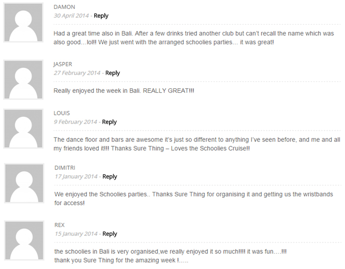 Bali Schoolies Feedback