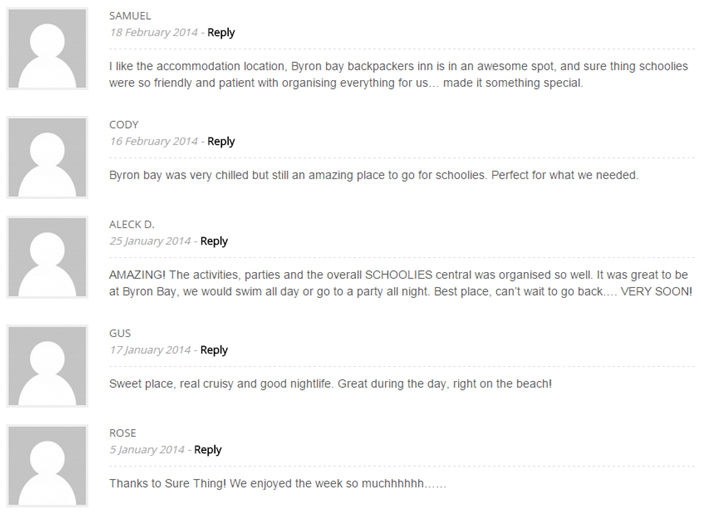 Byron Bay Schoolies Feedback