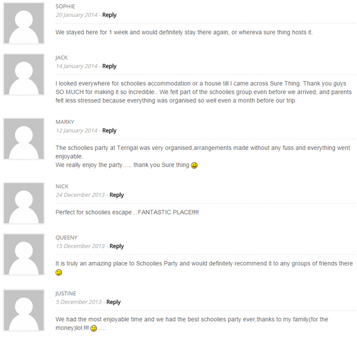 Terrigal Schoolies Feedback